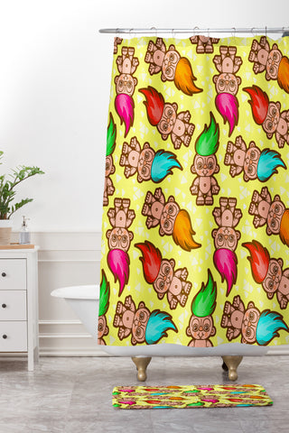 Chobopop Troll Pattern Shower Curtain And Mat
