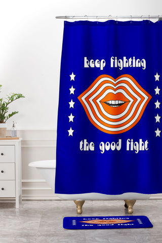 Circa78Designs Keep Fighting the Good Fight Shower Curtain And Mat
