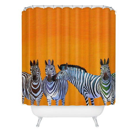 Clara Nilles Candy Stripe Zebras Shower Curtain
