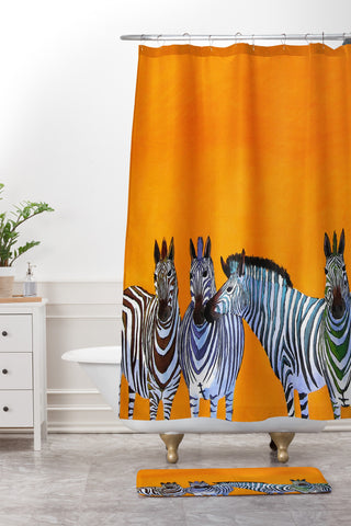 Clara Nilles Candy Stripe Zebras Shower Curtain And Mat