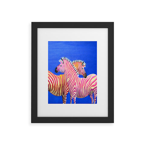 Clara Nilles Diva Zebras On Royal Sapphire Framed Art Print