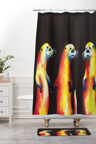 Clara Nilles Flaming Otters Shower Curtain And Mat