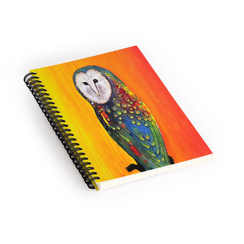 Clara Nilles Glowing Owl On Sunset Spiral Notebook