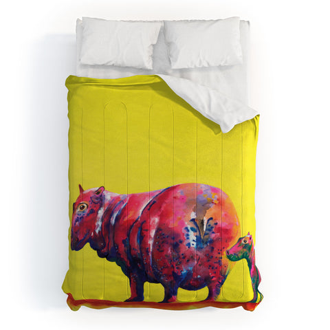 Clara Nilles Habanero Hippopotamus On Lemon Meringue Comforter