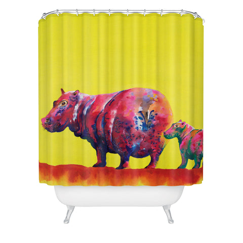 Clara Nilles Habanero Hippopotamus On Lemon Meringue Shower Curtain