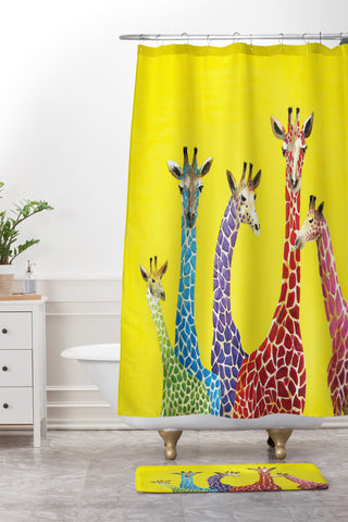 Clara Nilles Jellybean Giraffes Shower Curtain And Mat