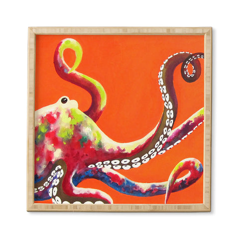 Clara Nilles Jeweled Octopus On Tangerine Framed Wall Art