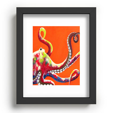 Clara Nilles Jeweled Octopus On Tangerine Recessed Framing Rectangle