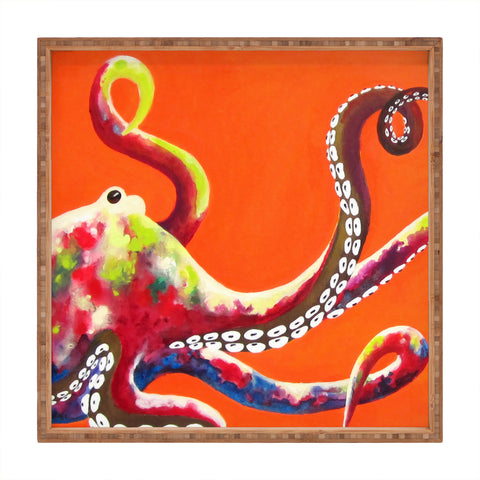 Clara Nilles Jeweled Octopus On Tangerine Square Tray