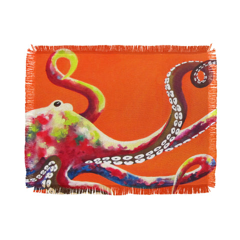Clara Nilles Jeweled Octopus On Tangerine Throw Blanket
