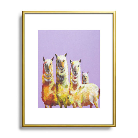 Clara Nilles Lemon Llamas On Lavender Metal Framed Art Print