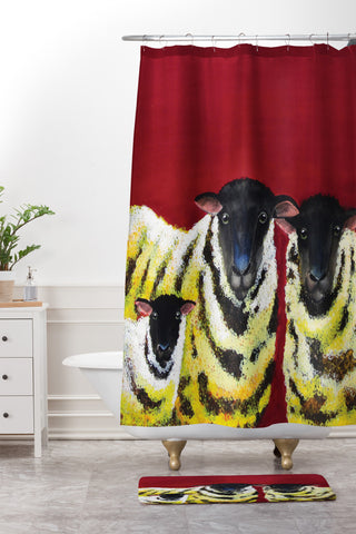 Clara Nilles Lemon Spongecake Sheep Shower Curtain And Mat