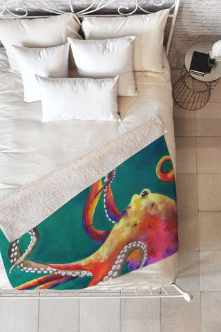 Clara Nilles Mardi Gras Octopus Fleece Throw Blanket