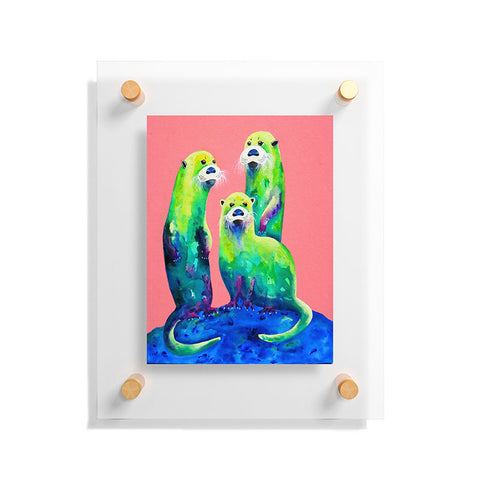 Clara Nilles Margarita Otters On Fresh Melon Floating Acrylic Print