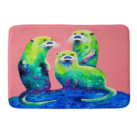 Clara Nilles Margarita Otters On Fresh Melon Memory Foam Bath Mat