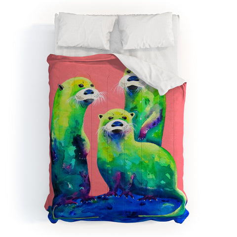 Clara Nilles Margarita Otters On Fresh Melon Comforter