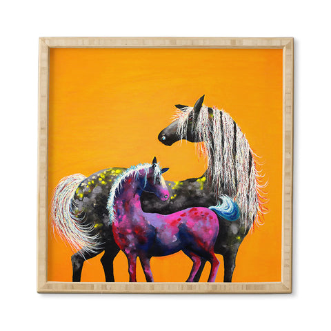 Clara Nilles Painted Ponies On Papaya Creme Framed Wall Art