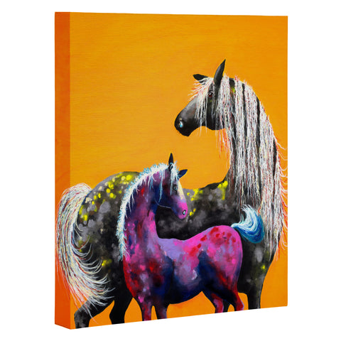 Clara Nilles Painted Ponies On Papaya Creme Art Canvas
