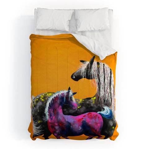 Clara Nilles Painted Ponies On Papaya Creme Comforter