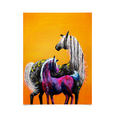 Clara Nilles Painted Ponies On Papaya Creme Poster