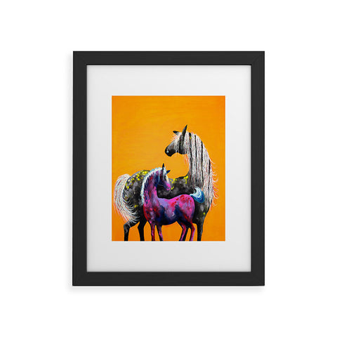 Clara Nilles Painted Ponies On Papaya Creme Framed Art Print