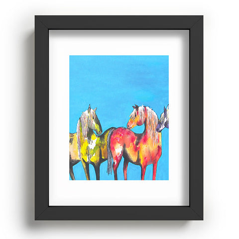 Clara Nilles Painted Ponies On Turquoise Recessed Framing Rectangle