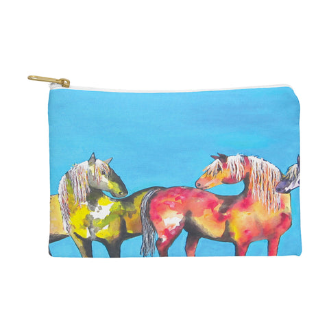 Clara Nilles Painted Ponies On Turquoise Pouch