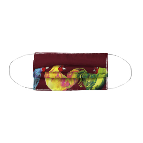 Clara Nilles Rainbow Roosters On Sangria Face Mask