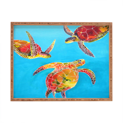 Clara Nilles Tie Dye Sea Turtles Rectangular Tray