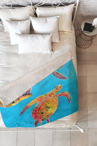Clara Nilles Tie Dye Sea Turtles Fleece Throw Blanket