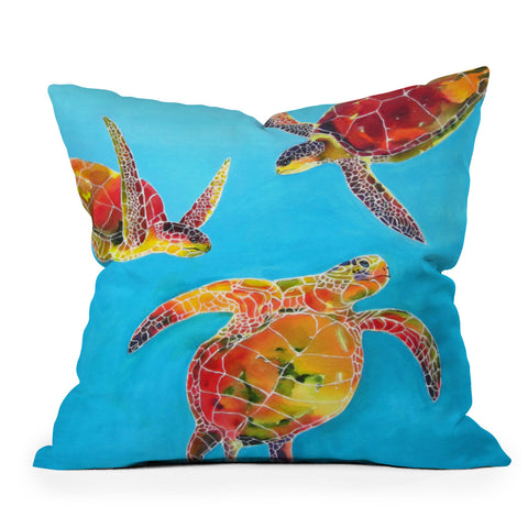 Clara Nilles Tie Dye Sea Turtles Throw Pillow