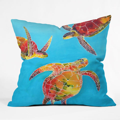 Clara Nilles Tie Dye Sea Turtles Outdoor Throw Pillow