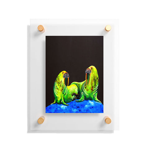Clara Nilles Wasabi Walruses On Walnut Floating Acrylic Print
