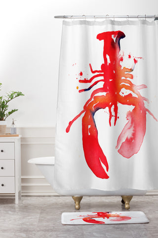 CMYKaren Lobster Shower Curtain And Mat