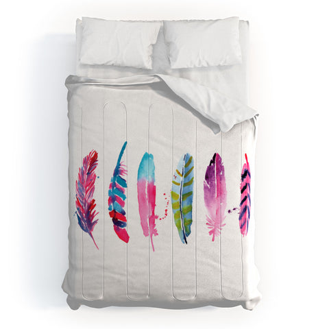 CMYKaren Watercolor Feathers Comforter