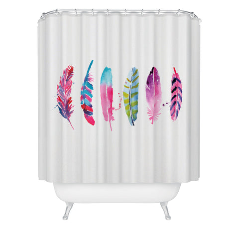 CMYKaren Watercolor Feathers Shower Curtain