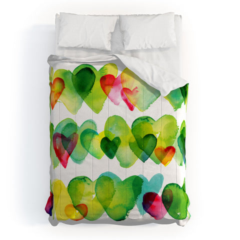 CMYKaren Watercolor Hearts Comforter