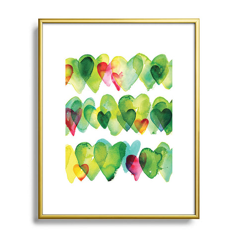 CMYKaren Watercolor Hearts Metal Framed Art Print