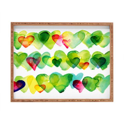 CMYKaren Watercolor Hearts Rectangular Tray