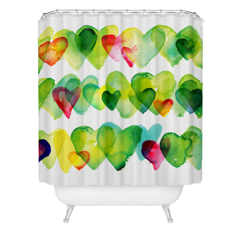 CMYKaren Watercolor Hearts Shower Curtain