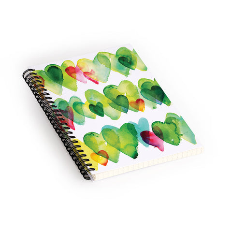 CMYKaren Watercolor Hearts Spiral Notebook