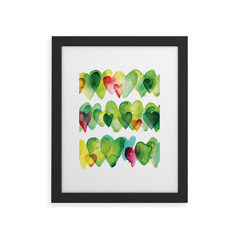 CMYKaren Watercolor Hearts Framed Art Print