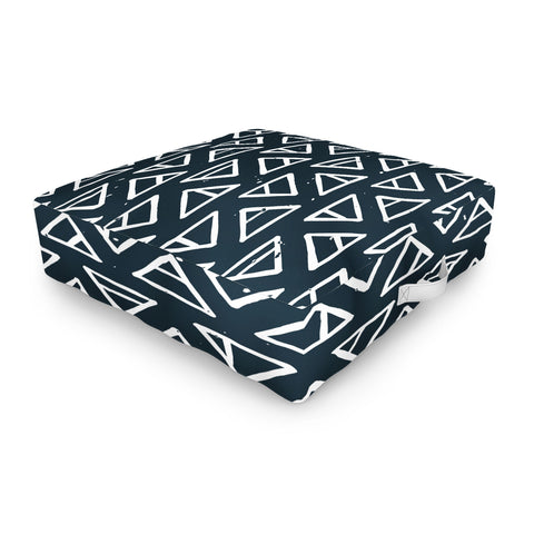 CoastL Studio Alchemical Triangles Navy Outdoor Floor Cushion