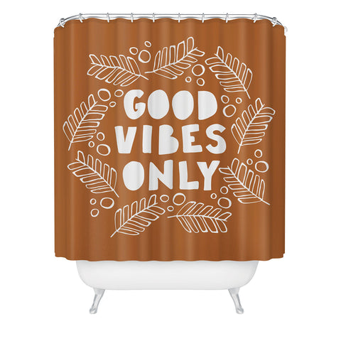 CoastL Studio Good Vibes Only Copper Shower Curtain
