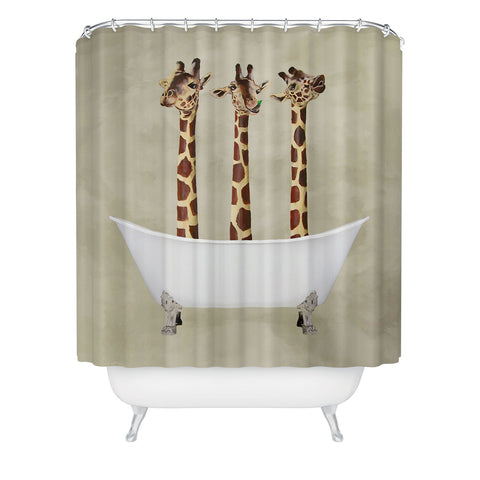 Coco de Paris 3 giraffes in bathtub Shower Curtain