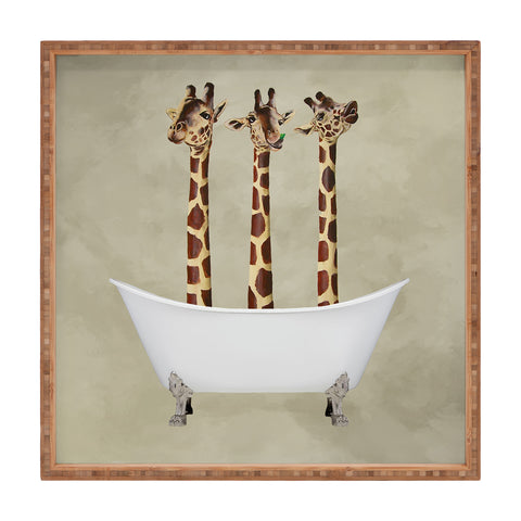 Coco de Paris 3 giraffes in bathtub Square Tray