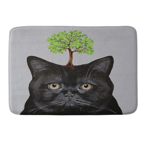 Coco de Paris A black cat with a tree Memory Foam Bath Mat