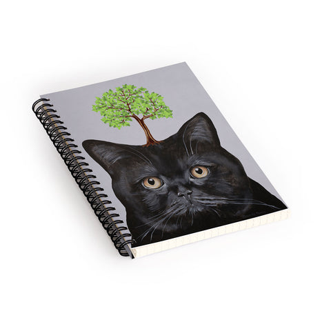 Coco de Paris A black cat with a tree Spiral Notebook