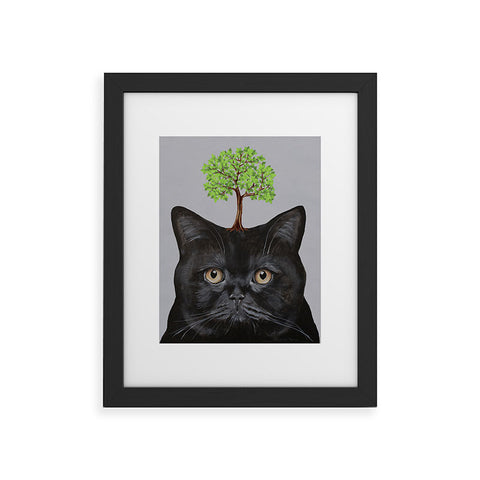 Coco de Paris A black cat with a tree Framed Art Print