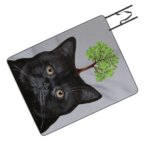 Coco de Paris A black cat with a tree Picnic Blanket